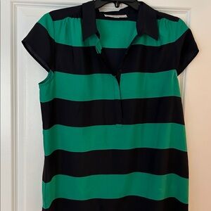 Green and navy Striped Blouse